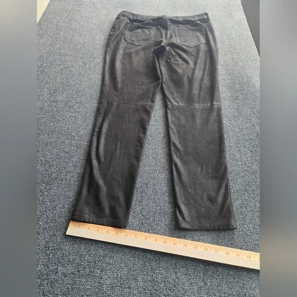 Chico’s Dark Silver Metallic Pants Size 2 Straight Leg Mid Rise Shimmer - Picture 3 of 8